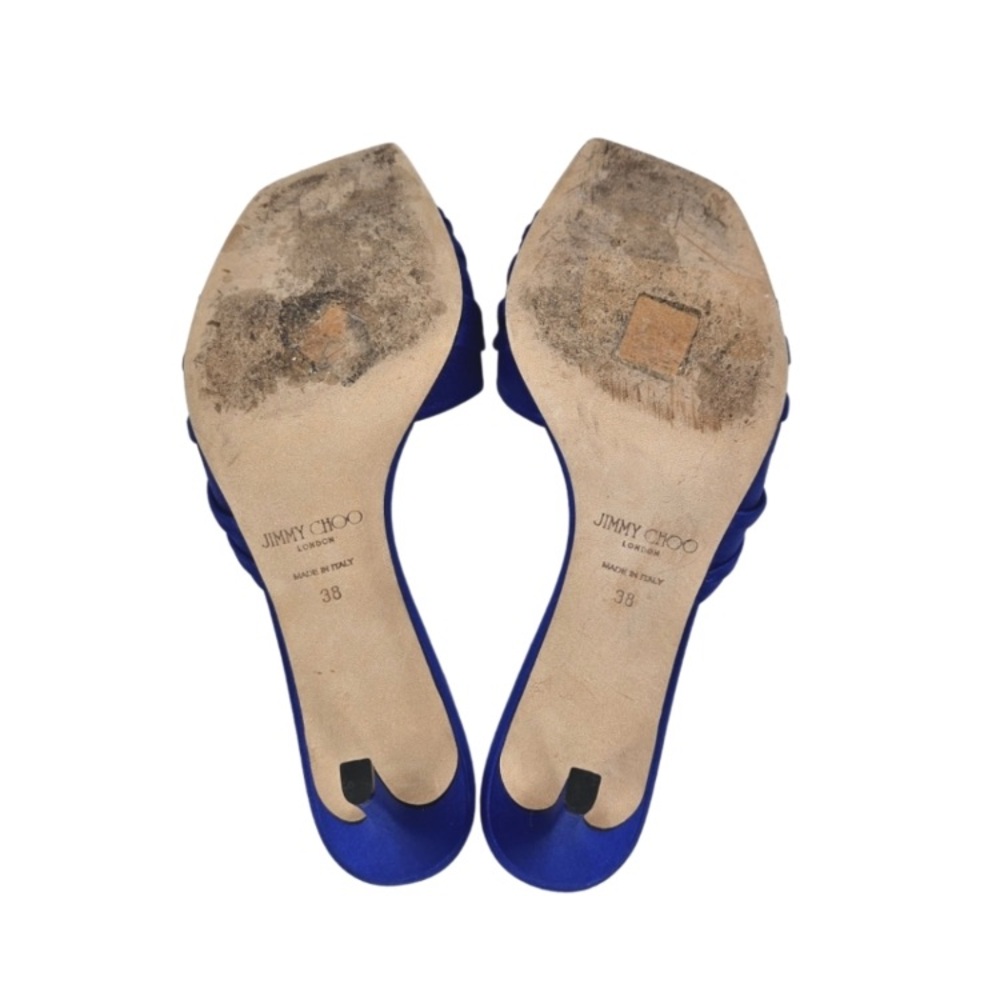 Jimmy Choo Royal Blue Satin Heels - Picture 7 of 11